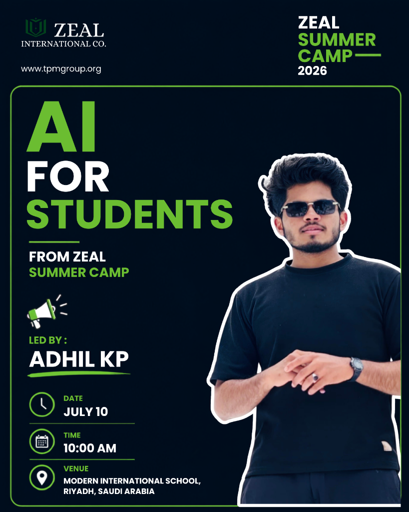 AI for Students workshop poster for Zeal Summer Camp Riyadh